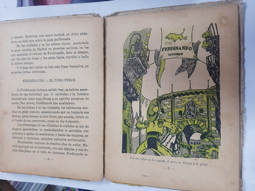 El Toro Ferdinando Munro Leaf Ilustrado Walt Disney Tor 1942 (Usado)
