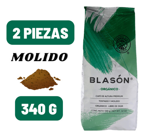 Blason 2 Cafes De Altura Gourmet Organico Molido 340g Oaxaca