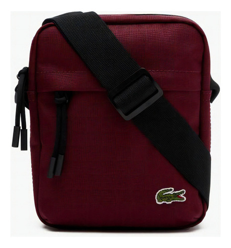 Monedero transversal unisex Lacoste con cremallera, color vino, talla única