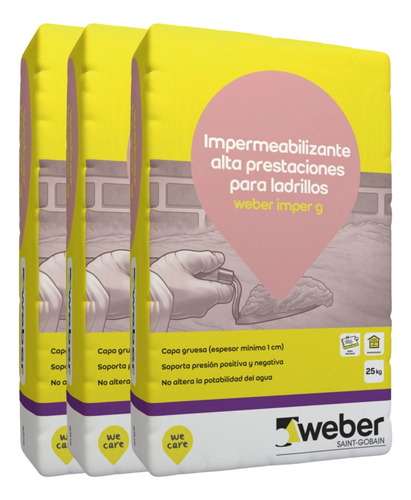 Weber Imper G Mortero Antihumedad Capa Gruesa 25 Kg Gris