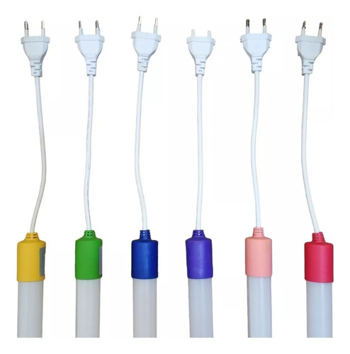 Pack 4 Tubo Led Color 18w 120cm Con Enchufe Varios Colores