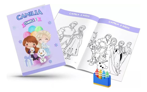 Libros Para Colorear Personalizados Con Crayones Frozen 20pz