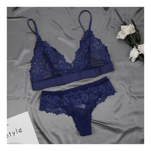 C^ Conjunto De Bralette De Encaje Coordinado De Lencería