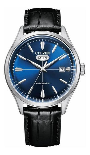 Relógio Citizen Masculino Analógico Automático Tz21205f Cor da correia Preto Cor do bisel Prateado Cor do fundo Azul