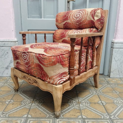 Sillón Francés Estilo Luis Xv Tapizado Cuerina Con Forro (Usado)