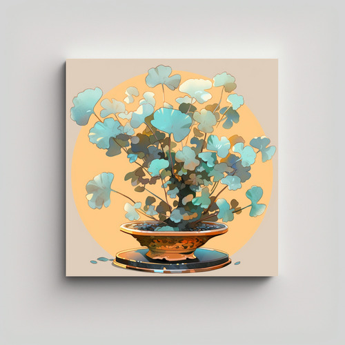 60x60cm Arte Moderno, Árboles Bonsái Ginkgo Biloba En Colo