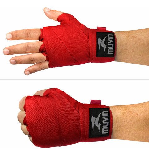 Vendaje elástico Muvin de 5 metros, para lucha libre, boxeo, artes marciales mixtas, muay thai, color rojo