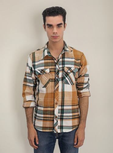 Camisa Cuello Camisero 3/4 A Cuadro, Atrevido