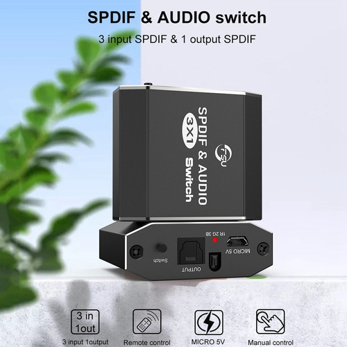 Mkd Divisor Óptico Fsu Spdif & Audio Switch 3 En 1 Salida