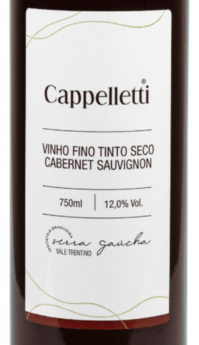 Vinho Tinto Seco Fino Cabernet Sauvignon Cappelletti 750ml