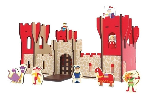 Imagen 1 de 10 de Castillo Madera Juego Infantil Figuras Medievales Niños