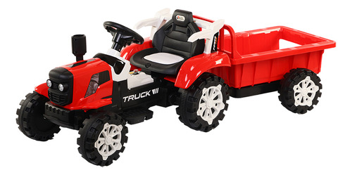 Carrinho Elétrico A Bateria Trator Com Carreta Cor Vermelho