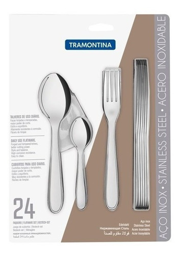 Juego De Cubiertos Tramontina Acero Inox Maresias 24 Piezas