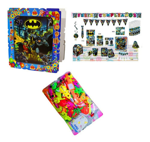 Kit Decoración Piñata Y Relleno Figura Fiesta Batman X24