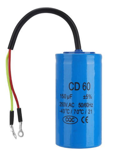 Condensador Cd60 Run Con Cable, 250 V Ac, 150 Uf, 50/60 Hz,