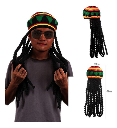 Gorro De Punto Con Forma De Peluca Trenzada, Pelo Rasta, Hat