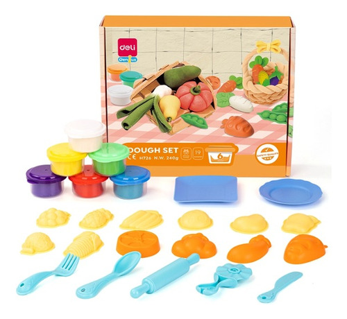 Set 19pc Plasticina Masa Para Moldear Deli Comida Astronauta