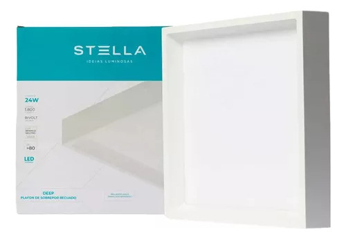 Kit 3x Painel Sobrepor Stella 24w Deep 4000k Sth20904br/40 Cor Neutro 110V/220V