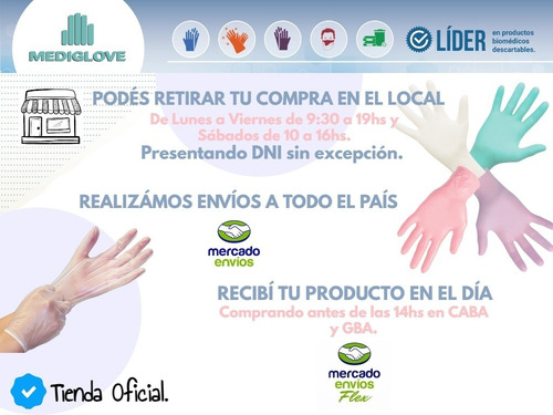 Guantes Vitrilo Descartables X 100 Unidades