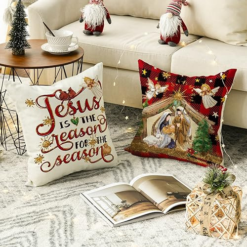 Funda De Cojín Avoin Colorlife De Navidad Oh Santa Noche Jes