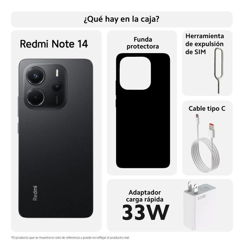 Celular Xiaomi Redmi Note 14 4g 6gb Ram/128gb Rom Negro