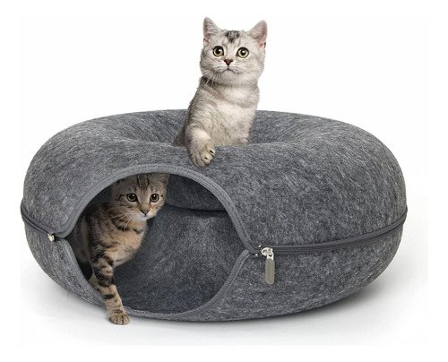 Cama Para Gato Ovalada De Fieltro Cucha Con Cierre De 50 Cm 