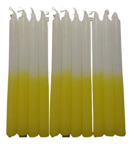 8 Velas Palito - Velas Brancas, Coloridas E Bicolor Com 18cm Cor Branco E Amarelo