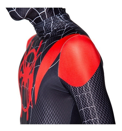 Imagem 4 de 7 de Fantasia Infantil Homem Aranha Miles Morales Roupa Preta