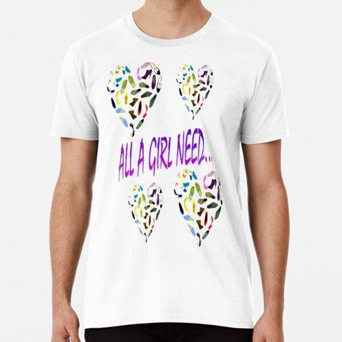 Remera All A Girl Need Abstract Heart And Shoes Design, Arte