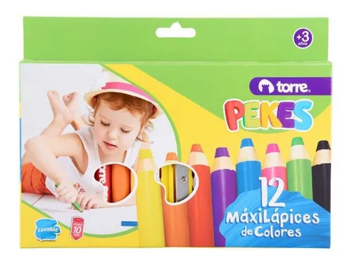 Maxi Lápices Pekes 12 Colores Torre