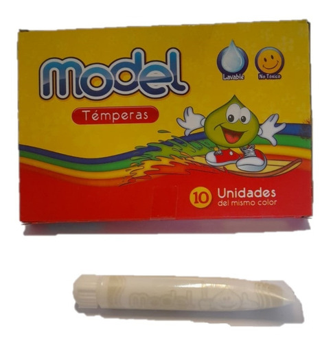 Tempera Model X 10 Pomos 8ml Escolar Color A Eleccion Color Blanco