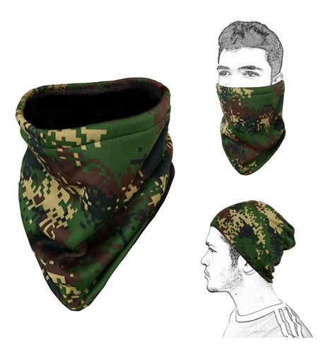 Gorro Mascara Cuello Bandana Bufanda Militar Camuflado Polar