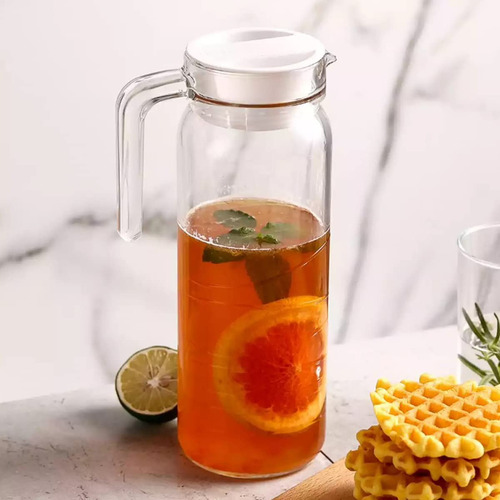 Jarra Moderna En Forma De Dona, Vidrio Francés Grueso, Tapa