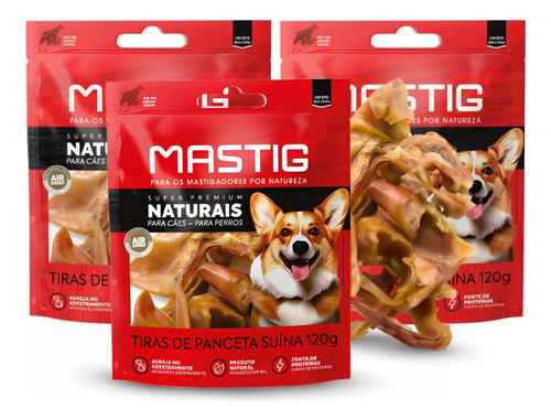 Kit Mordedor E Petisco Para Cães Mastig - Strips Suíno 360g