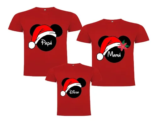 3 Poleras Familiares Navide as Personalizadas Mickey Cabezas
