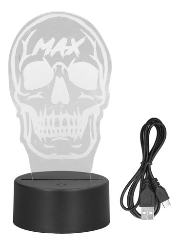 Luz Led Nocturna Usb Con Diseño De Calavera 3d, 7 Colores, Q