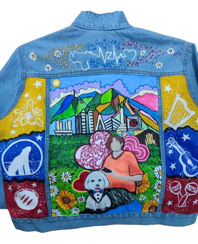 Chaqueta De Jean Pintada A Mano