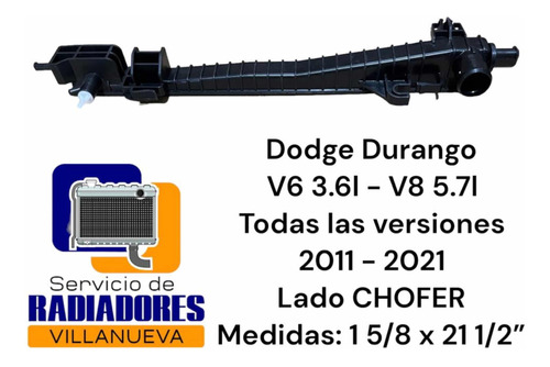 Tanque De Plastico Para Radiador De Durango 11-21 V6/v8