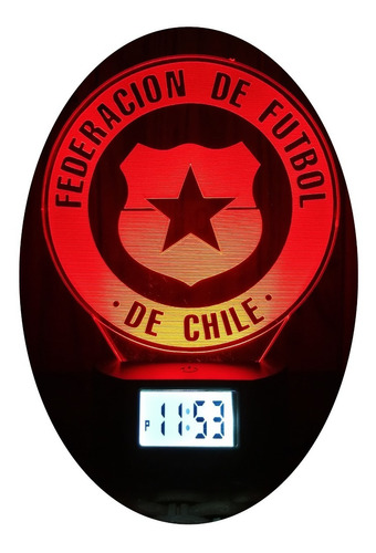 Lámpara 3d Federación De Chile Con Reloj Alarma 7 Col. Led