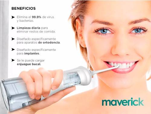 Imagen 3 de 10 de Ducha Bucal Irrigador Dental Maverick Blanqueamiento 1400mah