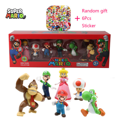 Bonecos Super Mario Coleção 6 Bonecos + Brinde - Promoção!