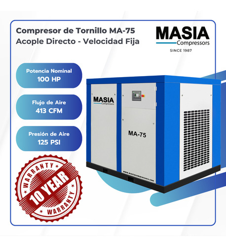 Compresor De Aire Ma-75 13 Bar 309 Cfm 220v-440v 75kw 75hp