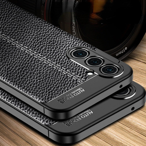 Estojo Para Samsung M14 Silicone Litchi Com Membrana De