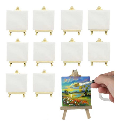 Mini Caballete De Madera Con Lienzo Para Pintura 10 Piezas