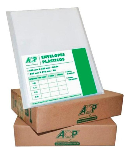 Envelope Plástico Acp 0,15 Grosso Oficio Sem Furos C/400 Un