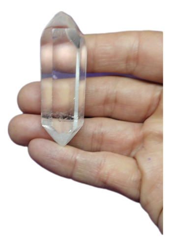 Biterminal 6 Lados , De Cuarzo Cristal 40 Grs , 6,3 Cms .