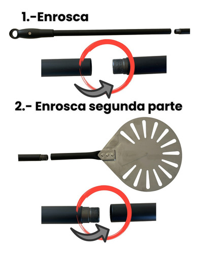 Pala Para Pizza De Acero Inoxidable, Perforada 23ø X 142cm Color Plateado