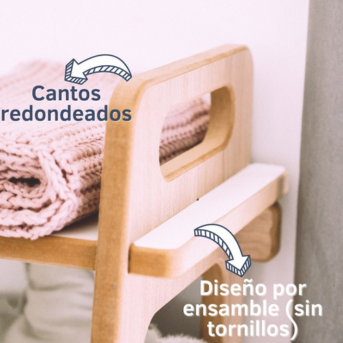 Imagen 2 de 5 de Repisa Estantería Infantil De Madera - 82x60x35