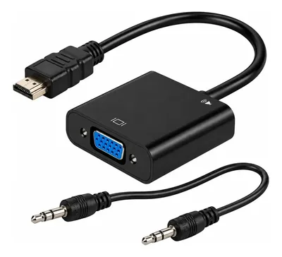 Adaptador Hdmi Para Vga 1080p Full Hd Com Cabo Áudio P2 20cm Plug Play Sem Driver Compatível Notebook Pc Desktop Xbox Projetor Monitor Tv Tela Vga Eletric Teck