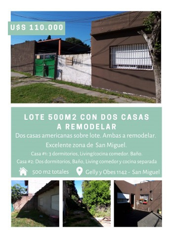 Venta Dos Casa En Lote San Miguel